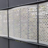 thumbnail of zaun|zu® Sichtschutzstreifen Gelocht Quadrat Muster für Doppelstabmatten Rot 26m