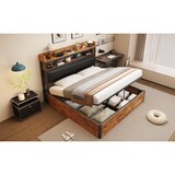 thumbnail of Bettrahmen 180x200 cm mit hydraulischer Hebevorrichtung und USB – elegantes Vintage-Design aus Holz und Metall Schwarz