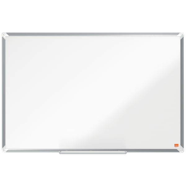 NOBO Lavagna Bianca Magnetica PREMIUM PLUS, Acciaio Laccato, 900x600mm, Cornice in alluminio, Montaggio ad angolo, Vaschetta Porta Accessori, 1915155