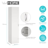 thumbnail of WellHome - Armario Dormitorio de Madera con 1 Puerta en color Blanco 40 x 42 x 176 cm - Duero White