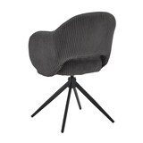 thumbnail of Möbilia Armlehnstuhl | mit 360° Drehfunktion | Cord-Optik | Gestell Metall | B 58 x T 60 x H 84 cm | dunkelgrau – schwarz | 15020020 | Serie STUHL
