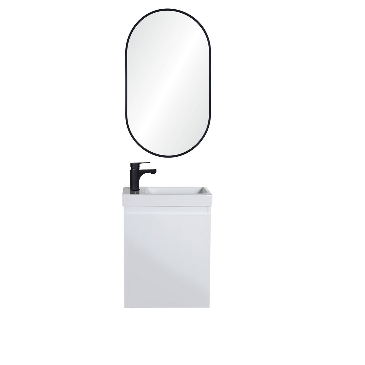Meuble lave-mains LISA blanc + miroir ovale