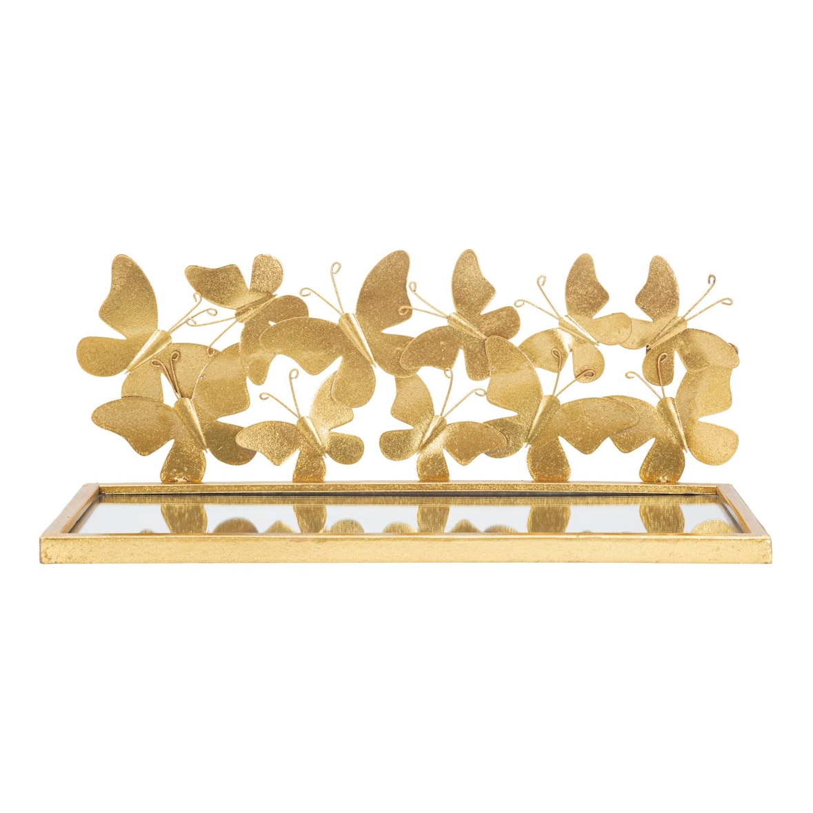 Set di 2 mensole con farfalle e piano in specchio cm 43x19,2x16,5
