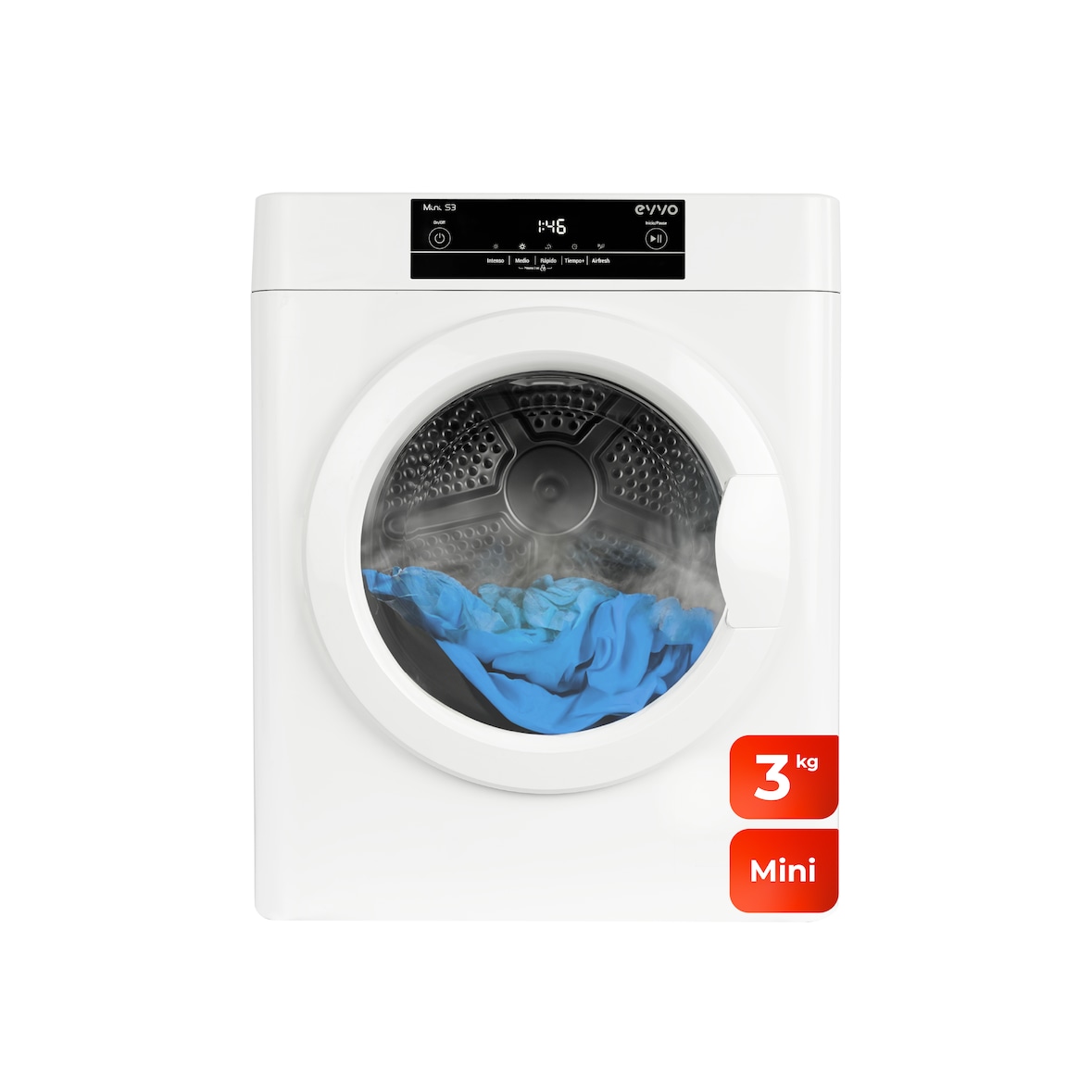 Secadora EVVO Mini S3, 3 kg, Evacuación, Blanco