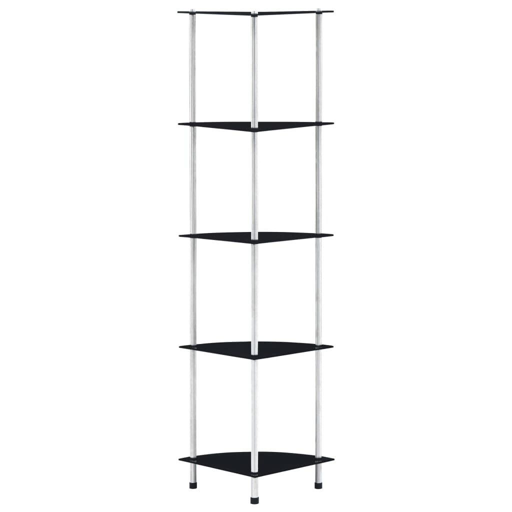 vidaXL Regal mit 5 Ablagen Schwarz 30x30x130 cm Hartglas