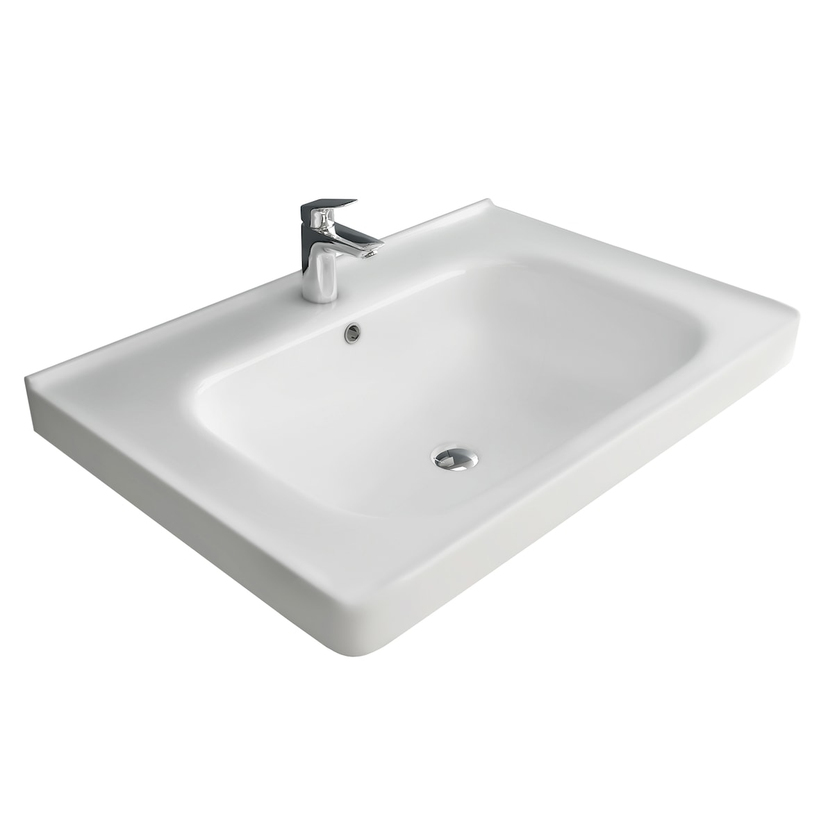 Alpenberger Gäste WC Waschbecken 65 cm Breit | Badezimmer Waschtisch Handwaschbecken Weiß | Keramik Hängewaschbecken mit Nano zur Wandmontage