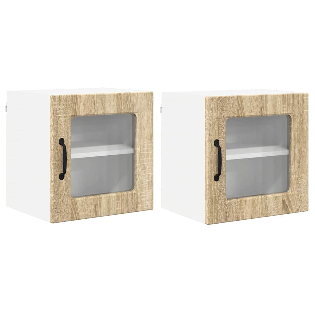 vidaXL Küchenwandschrank mit Regal 2 pcs Sonoma-Eiche 40 x 31 x 40 cm