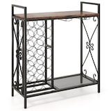 thumbnail of Helloshop26 - Wijnrek voor 21 flessen 93 x 38 x 102 cm met schuin glazenrek rustiek design bruin metaal en hout 20_0011053