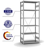 thumbnail of PROREGAL Fachbodenregal Stecksystem | Grundregal | HxBxT 250x100x50cm | 6 Ebenen | Fachlast 140 kg | Einseitig nutzbar | Verzinkt