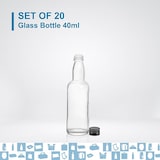 thumbnail of 20 Mini Glasflaschen 40ml mit Schwarzem Schraubverschluss, Ideal für Alkoholproben, Hochzeiten, Geschenke und Events