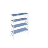 thumbnail of Alu Tournus-legbord met geperforeerde kunststof panelen: 1494mm lang, 400mm diep, 1750mm hoog, 4 niveaus Basislegbord Draagvermogen: 200 kg/niveau
