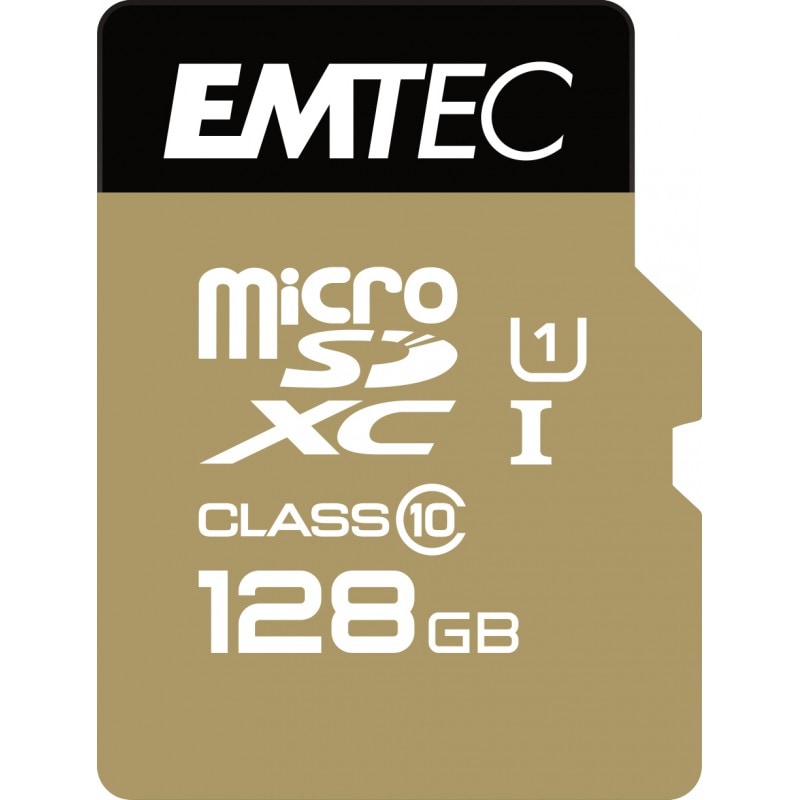 EMTEC Gold+ Flash-Speicherkarte SD-Adapter inbegriffen 128 GB Class 10 microSD Gold