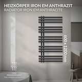 thumbnail of ECD Germany Badheizkörper Iron EM 600×1200 mm Anthrazit, Designheizkörper Paneelheizkörper Radiator, Handtuchwärmer Handtuchtrockner