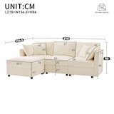 thumbnail of L-förmiges Schlafsofa 218x156x86 cm 3-Sitzer aus Chenille mit Fußhocker, verstellbaren Armlehnen, Stauraum Wohnzimmer Sofa Beige