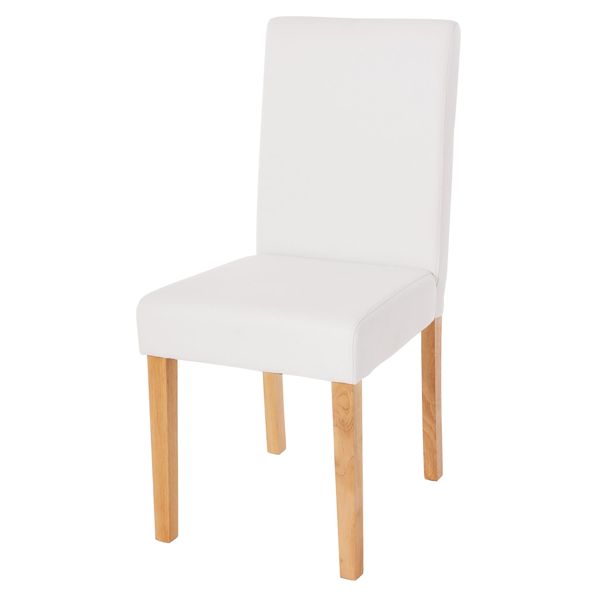 Silla de comedor Littau, silla de cocina, polipiel ~ blanco mate, patas claras
