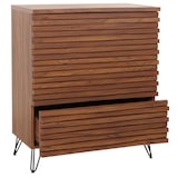 thumbnail of Cómoda HWC-M49, aparador de armário alto, design 3D 3 gavetas MDF metal 94x80x45cm ~ aspeto nogueira