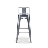 thumbnail of Taburete de bar con respaldo de metal plateado - Altura 76 cm