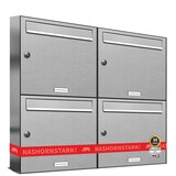 thumbnail of AL Briefkastensysteme 4 Fächer Premium Edelstahl Wand Briefkasten Anlage für Post A4, modern, robust und wetterfest, Artikelnummer: 331V4EA2