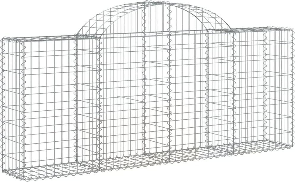 vidaXL Gabione mit Hochbogen 200x30x80/100 cm Verzinktes Eisen