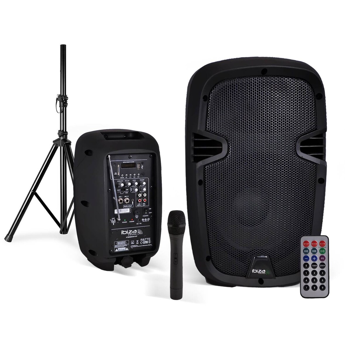 Enceinte mobile amplifiée 8"/20cm 300W USB/SD/BT + Micro VHF + Pied HYBRID8VHF-BT