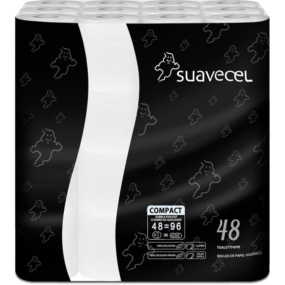 Papel higiénico compacto 2 Folhas - 48 rolos - Durável, macio e sustentável