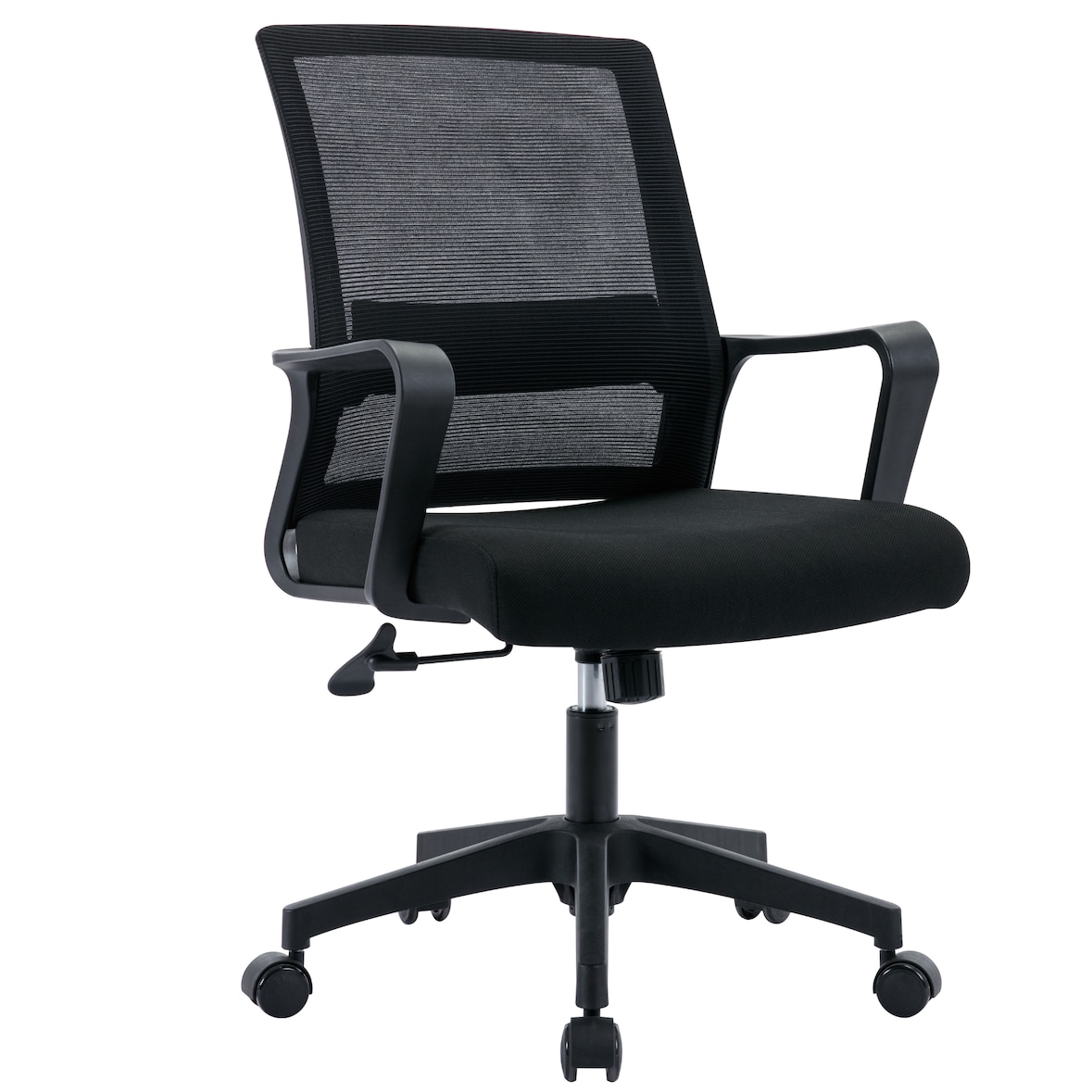 ZIK Cadeira de escritório giratória regulável em altura com apoio lombar e apoios de braços - Preta