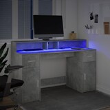 thumbnail of Bureau et lumières LED gris béton 140x55x91cm bois d'ingénierie Modèle Atlas Office Pro Industriel