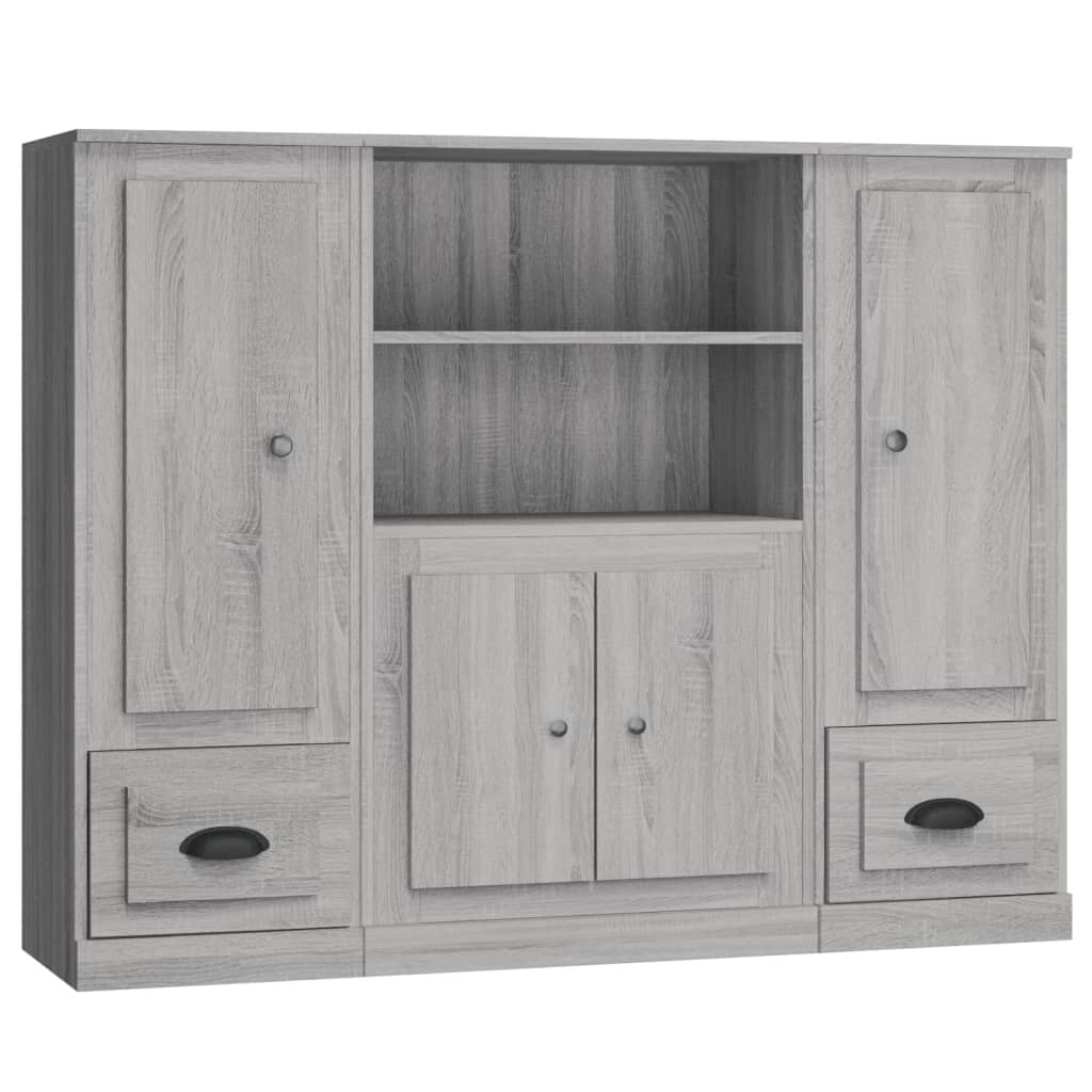 Helloshop26 - Buffet Sideboard Kommode Kleiderschrank Aufbewahrungsmöbel Organizer für Küche Wohnzimmer Lounge 3-teilig Sonoma 02_0037177