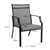 thumbnail of COSTWAY Set van 2 tuinstoelen, terrasstoelen met brede zitting en sneldrogende stof, 66 cm x 61 cm x 90 cm (grijs)