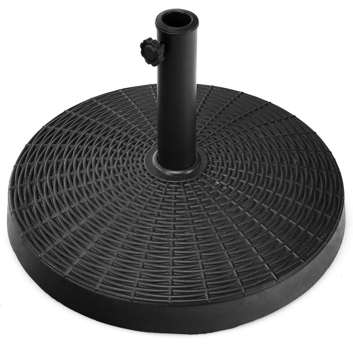 COSTWAY Sonnenschirmständer 22 kg, Schirmständer aus Kunstharz in Rattanoptik für Schirmstangen mit 38/48 mm Durchmesser