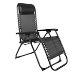 thumbnail of Relax Sessel m. Kopfkissen Gartenstuhl Gartenmöbel Liegesessel verstellbar schwarz/grau : Schwarz/Grau