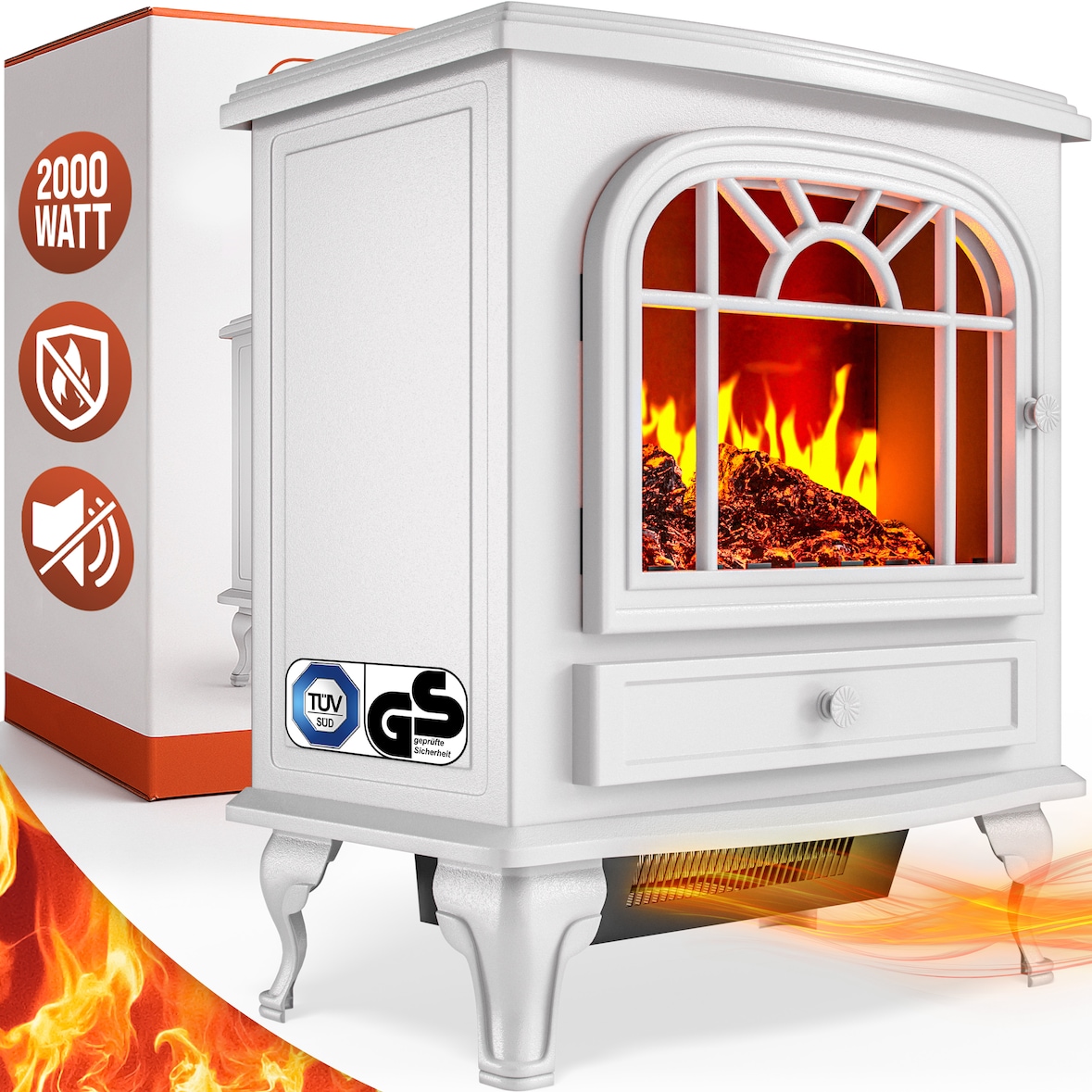 MONZANA® Elektrokamin mit Heizung LED 2000W weiß