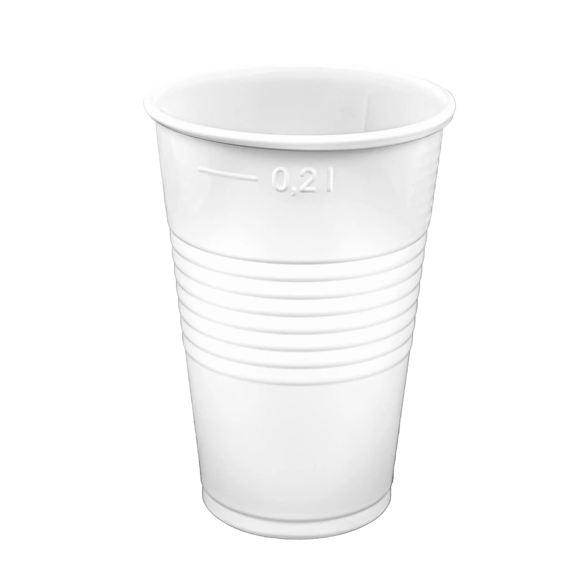 3000 Trinkbecher PP gerillt, mit Eichstrich, weiss 200 ml, 08105
