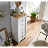 thumbnail of Sideboard mit 5 Schubladen 53x114x39 cm Kommode Weiß / Eiche Modern, Design Anrichte Hoch Schmal, Schubladenkommode
