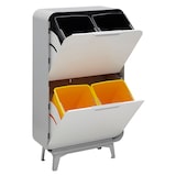 thumbnail of ARREGUI Round CR421-R Cubo de Basura y Reciclaje de Acero de 4 Compartimentos de Diseño, Cubos de Basura de Cocina, 4x17L (68L), plata y blanco mate