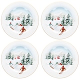 thumbnail of 4x Chalet Kuchenteller 4 Pers. Porzellan Dessert-Teller Ski Alpen Geschenkkarton