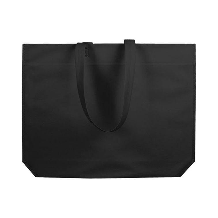 MONOUSO - Niet geweven tas met lange hengsels zwart 48+10x35cm (200 stuks)