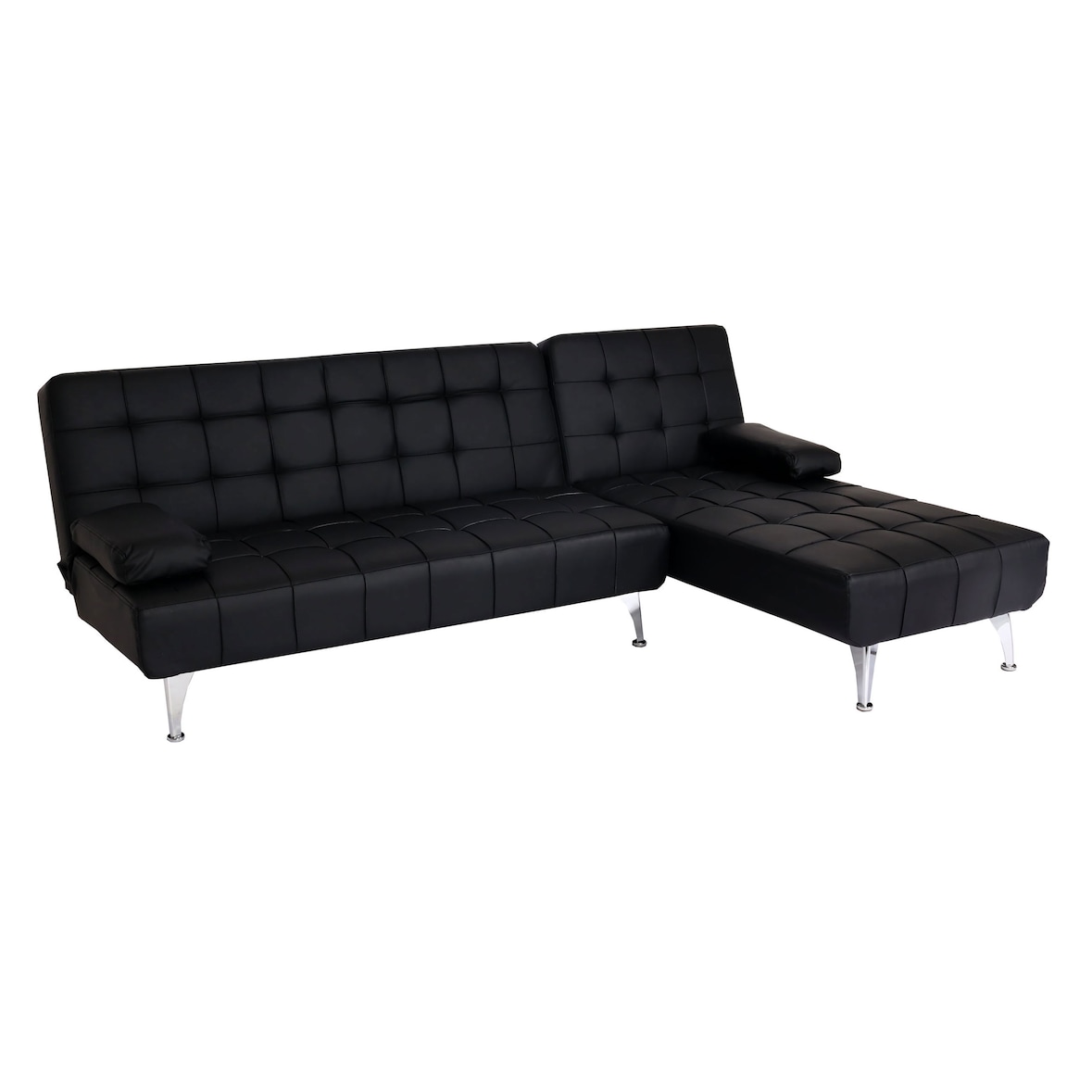Schlafsofa HWC-K22, Couch Ecksofa Sofa, Liegefläche links/rechts Schlaffunktion 236cm ~ Kunstleder schwarz
