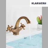 thumbnail of KLARWERK® EVA | Vintage Rubinetto Bagno Oro Ottone | Retro Acciaio Inox Rubinetto per Lavabo | Hotel Gastro Miscelatore 2 Attacchi Premium Gastro
