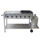 thumbnail of Profi-Gasgrill 6 flammig, fahrbar mit 3/5 Rost und 2/5 Pfanne