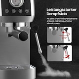 thumbnail of Espressomaschine mit Manometer, halbautomatisch, 20 Bar, Edelstahlgehäuse, 51 mm Filter, 10 mm Milchschaumdüse, Tassenwärmer, Touch-Bedienung