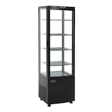 thumbnail of Vitrina refrigerada con puerta curva, 4 estantes, plástico/cristal, 169 x 51,5 x 48,5 cm, refrigeración por aire, 235 L, negra, Polar DP289