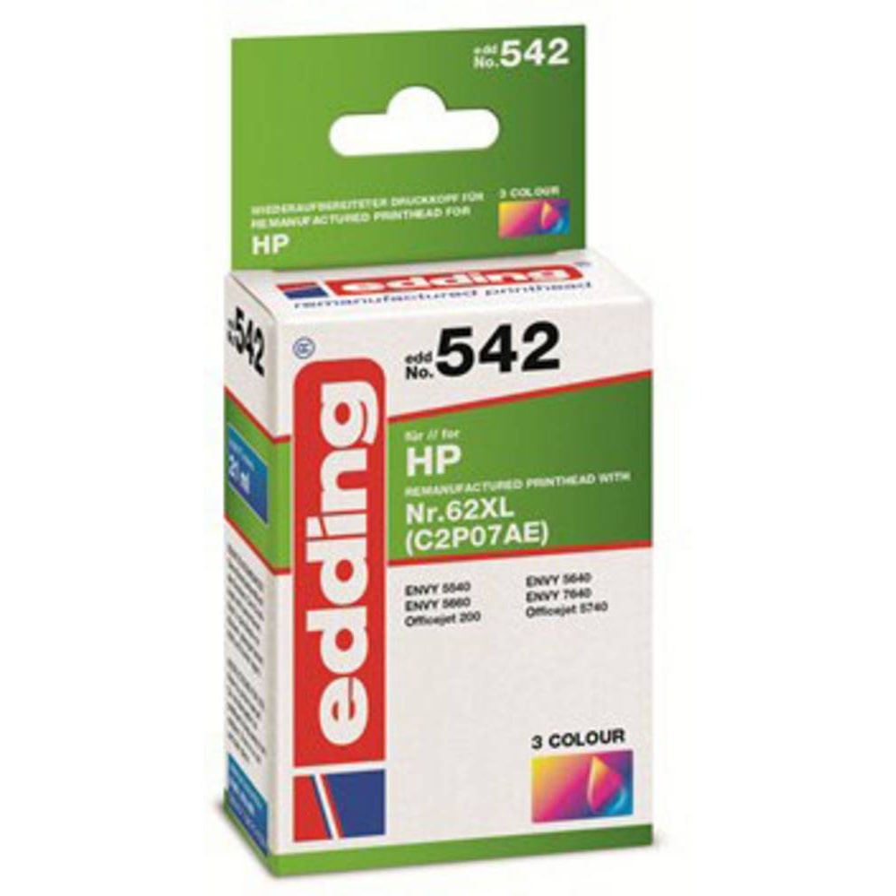 Edding Druckerpatrone 542 HP 62XL farbig, Ersetzt: HP C2P07AE, No.62XL
