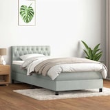 thumbnail of vidaXL Boxspringbett mit Matratze & LED Hellgrau 80x220 cm Samt