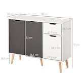 thumbnail of Aparador moderno aparador para salón con 3 puertas y cajón mueble auxiliar para salón cocina dormitorio 90x30x72 cm blanco y gris