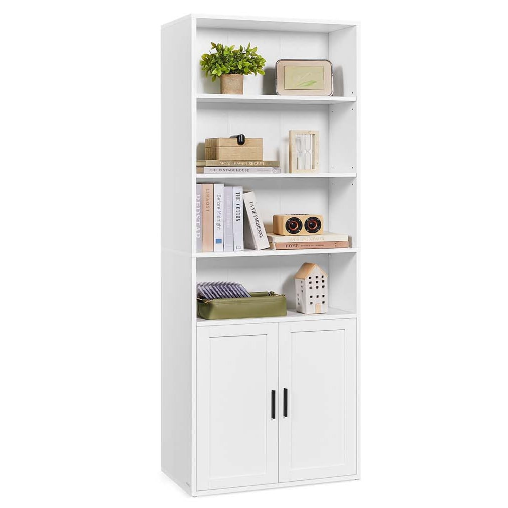 Helloshop26 - Bibliothèque étagère haute sur 6 niveaux avec porte meuble de rangement ouvert 24 x 60 x 175 cm pour salon bureau 12_0005285