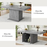 thumbnail of Ausziehbarer Esstisch mit Stauraum 180x80x76 cm Betonoptik Grau, Automatik Teleskopauszug, rechteckig, platzsparend für Essen und Arbeiten