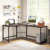 thumbnail of COSTWAY Escritorio en Forma de L con Enchufes y Soporte para CPU, Escritorio de Esquina, Mesa de Oficina para Oficina en Casa