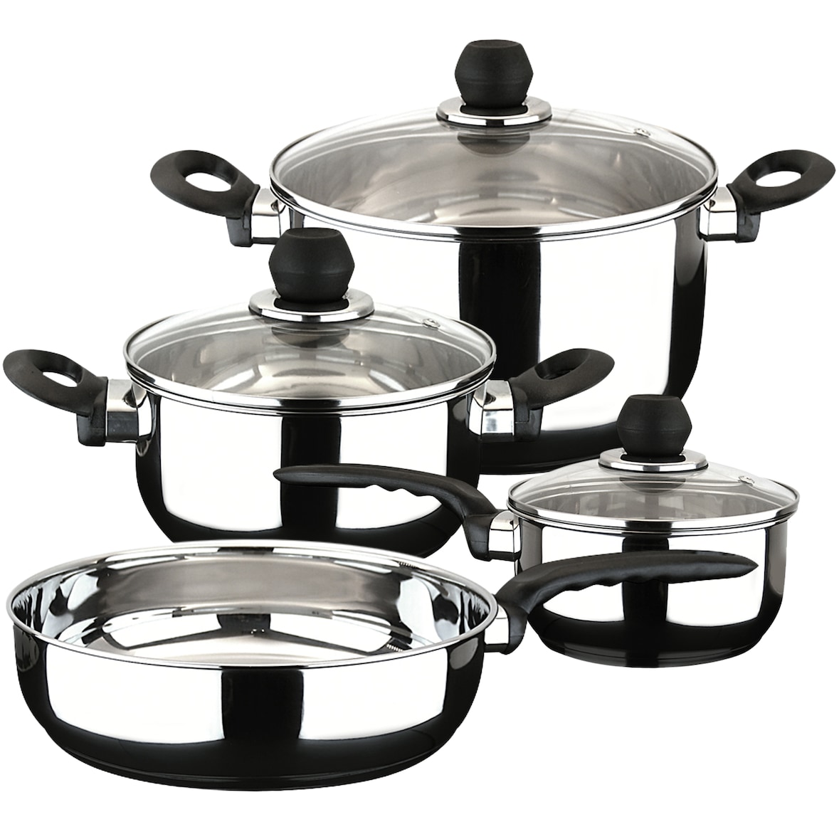 Magefesa Practika - Batería de Cocina, Acero Inoxidable, 7 Piezas, Distribución de calor, Fácil Limpieza y Apta Lavavajillas, INDUCCIÓN