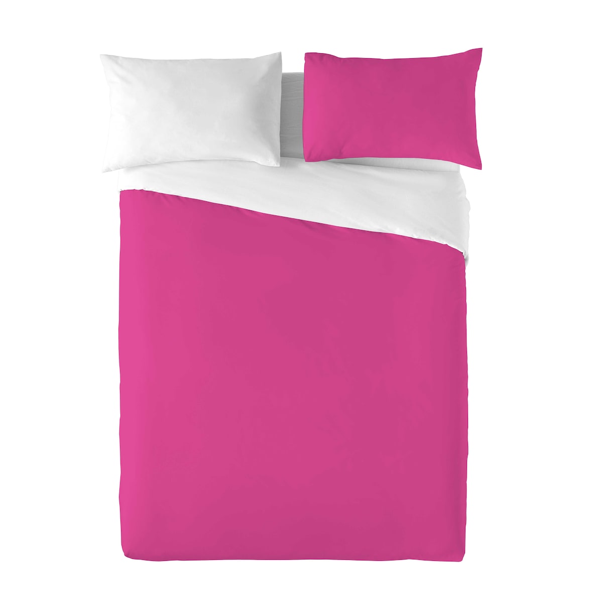 Funda nórdica bicolor reversible cama 90 algodón extra suave fabricado en España Fucsia 43/Blanco Naturals